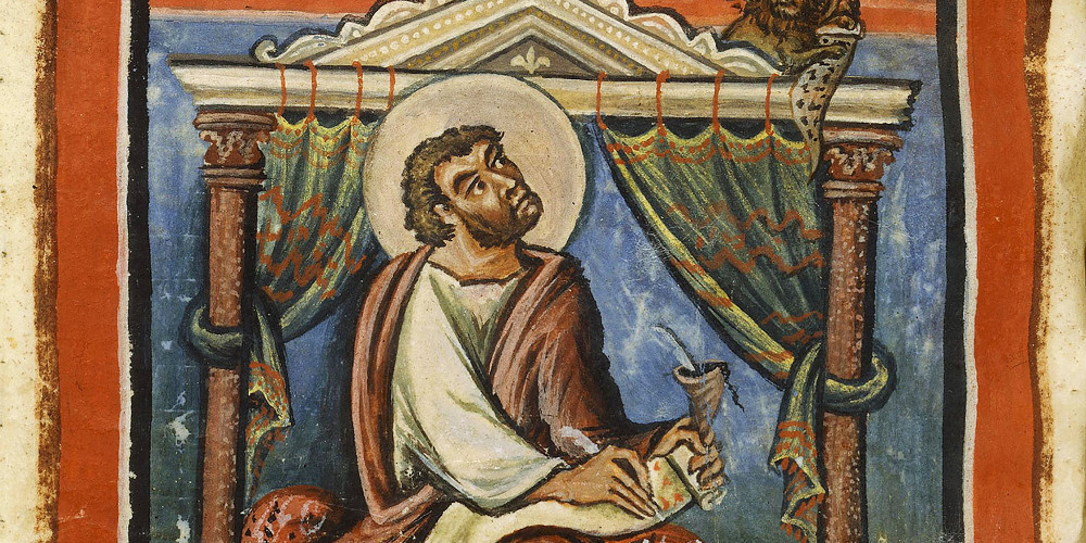 Saint Marc écrivant dans un volumen