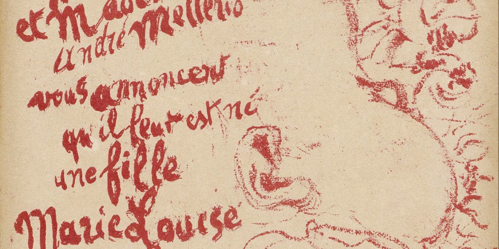 Faire-part de naissance de Marie-Louise Mellerio