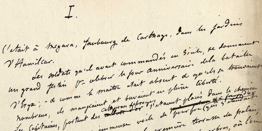 Manuscrit autographe de Salammbô, chapitre 1, Folio I