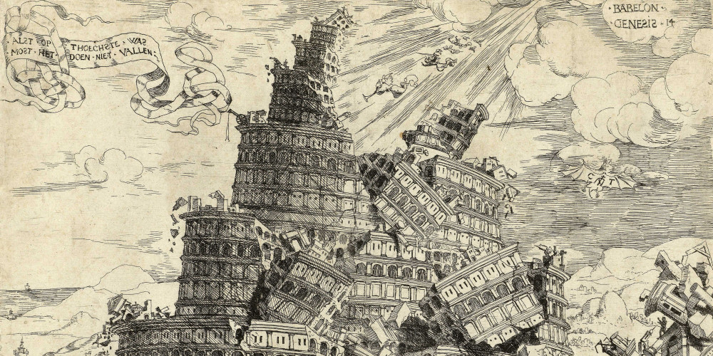 La destruction divine de tour de Babel