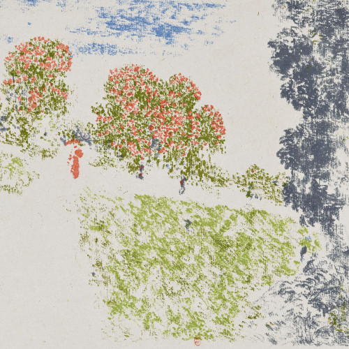 Femme en rouge dans un paysage