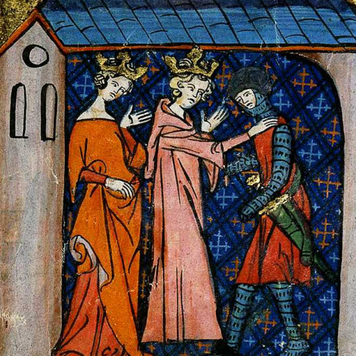 Arthur et Guenièvre fêtant le retour de Perceval et Perceval et la demoiselle hideuse