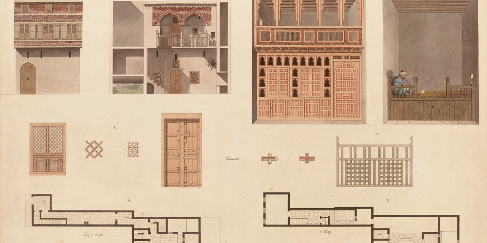 Plans, coupe, élévation et détails : d'une maison turque d'Alexandrie