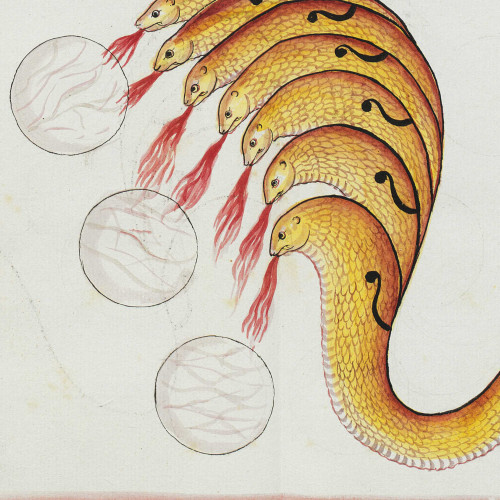 Le serpent Sankarshana détruit l’univers par le feu