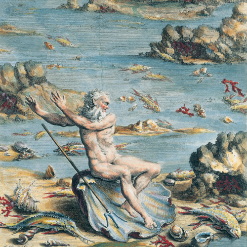 Neptune sur le frontispice du premier ouvrage entièrement consacré aux sciences de la mer