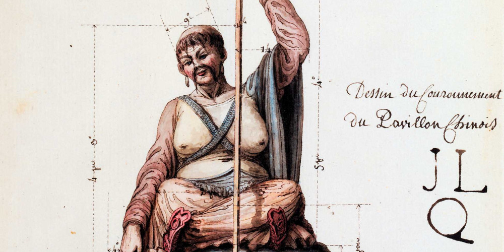 Dessin du couronnement du pavillon chinois