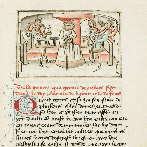 Fol. 5 : Gérard et Liziart s’invectivent devant le roi