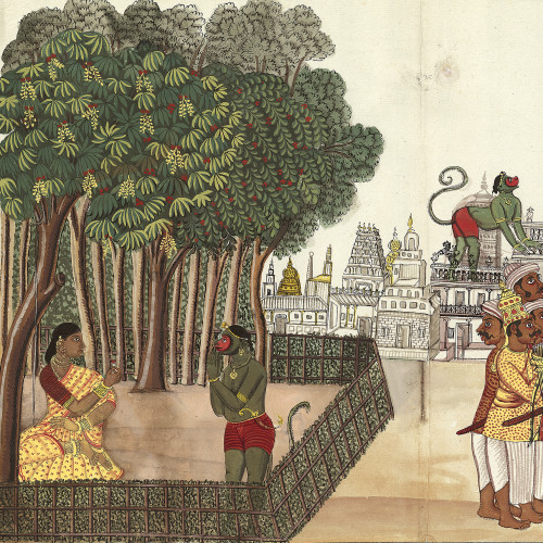 Hanuman rend visite à Sita, prisonnière de Ravana