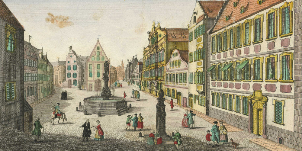 Augsbourg : La fontaine de Hans Felber, près de l’église du Saint Ulric, vers le magasin du sel