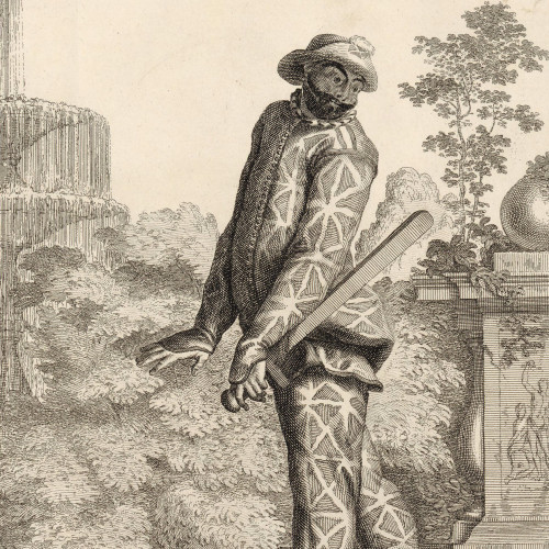 Évariste Gherardi faisant le personnage d'Arlequin, vers 1710