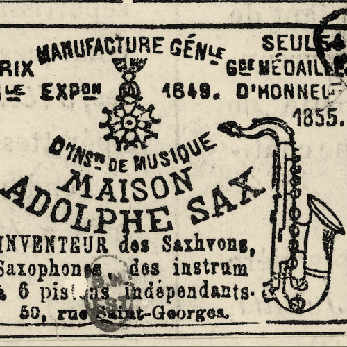 Vignette publicitaire pour la Maison Adolphe Sax