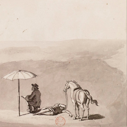 Dessinateur à l’ombre d’un parasol