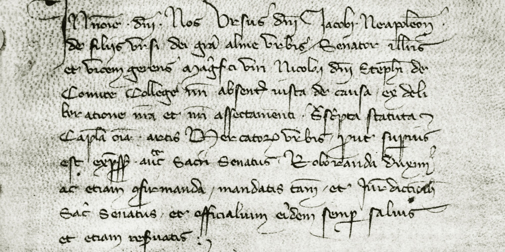 Statuts des marchands de la ville de Rome, contresignés par Cola di Rienzo