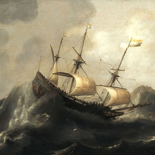 Trois vaisseaux dans une mer démontée (détail)