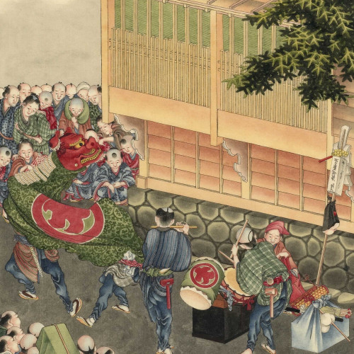 Danseurs et musiciens de rue (daikagura)