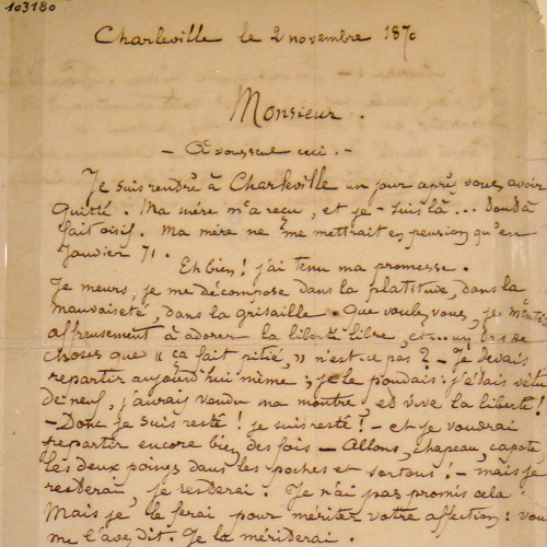 Lettre de Rimbaud à son professeur, Georges Izambard