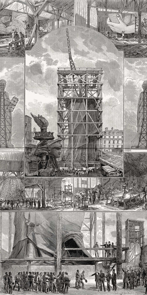 Les travaux de la statue colossale de la Liberté, exécutée par M. Auguste Bartholdi
