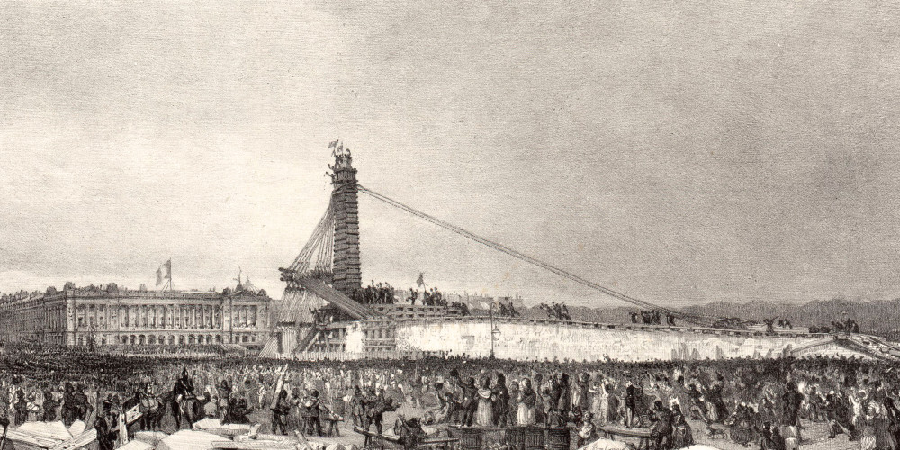 Érection de l'Obélisque de Louqsor sur la place de la Concorde à Paris