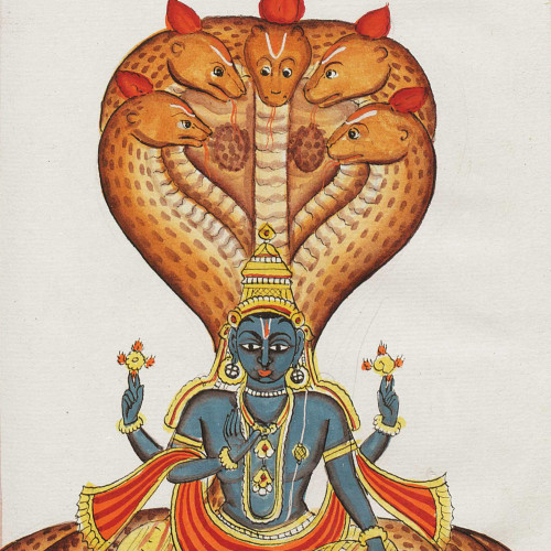 Utsavamurti de Vishnu assis sur le serpent Shesha