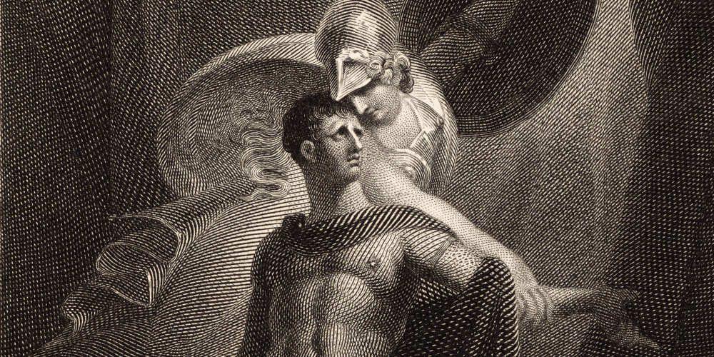 Athéna apparaît à Diomède dans la tente de Rhésus