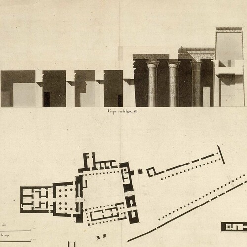 Plan et coupe générale d’un temple de l’île de Philae sur le Nil