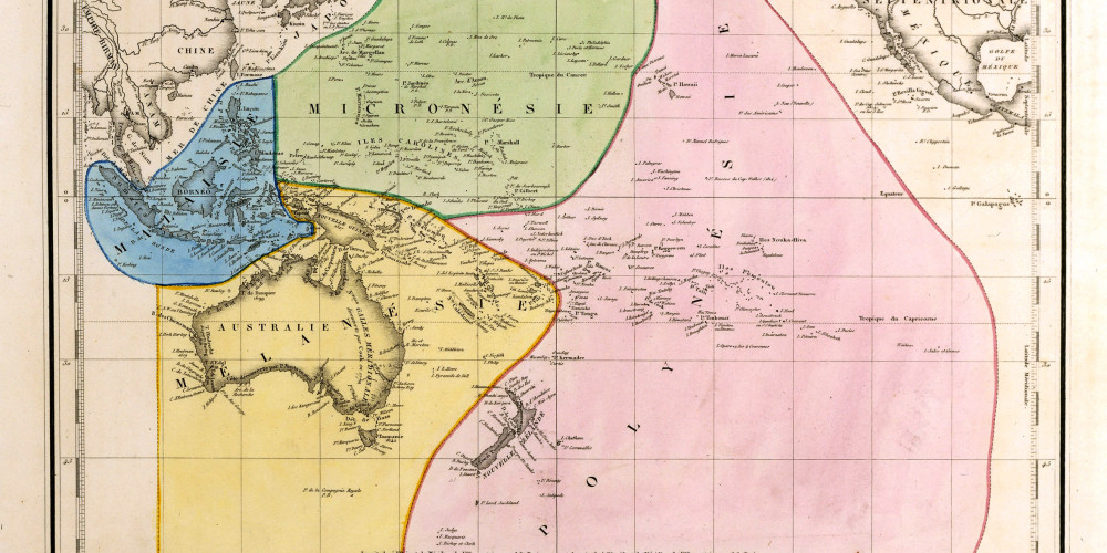 Carte relative aux voyages de Dumont d'Urville en Océanie