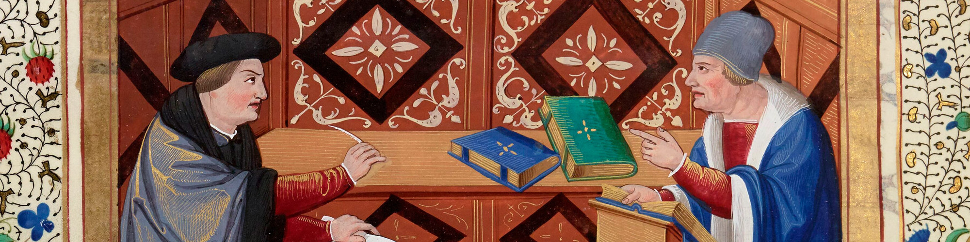 Pétrarque et Boccace conversant