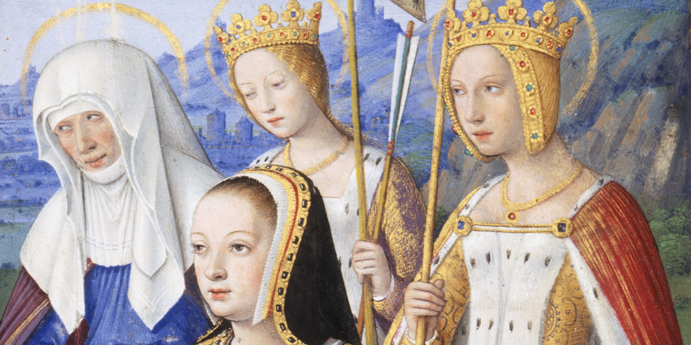 Anne de Bretagne priant, entourée de sainte Anne, de sainte Marguerite et de sainte Ursule
