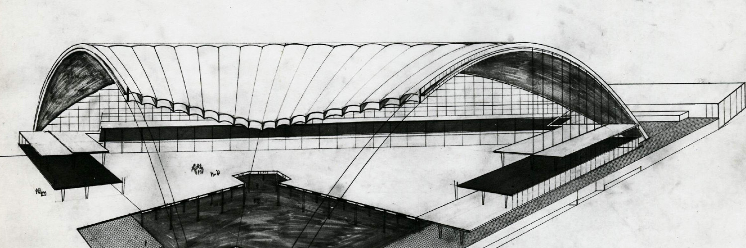 Vue d’une perspective écorchée du Centre des industries et des techniques (CNIT), Paris La Défense