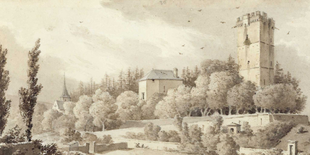 Vue du cabinet de Buffon et de la tour de Montbard