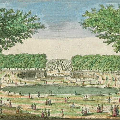 Paris : Le grand bassin au bas des Tuilleries, d’où l’on découvre la place de Louis XV et les Champs-Élysées tel que cela doit être exécuté