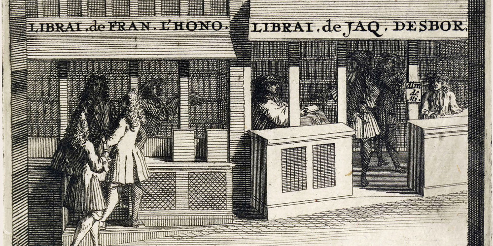 Devant la bourse d’Amsterdam : la boutique des libraires François l’Honoré et Jacques Desbordes