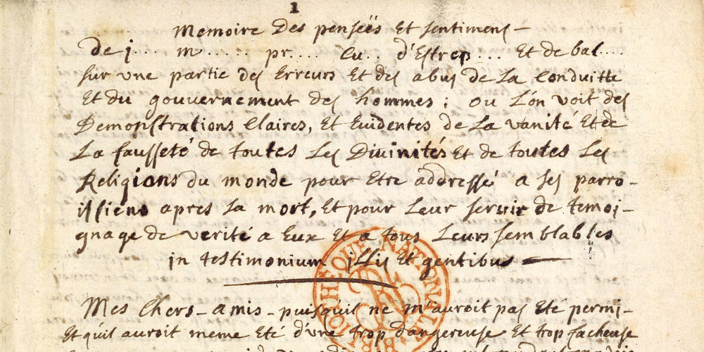 Manuscrit autographe du « Testament du curé Meslier »
