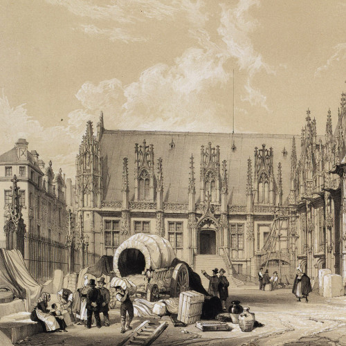 Palais de justice à Rouen, pendant les travaux en 1842
