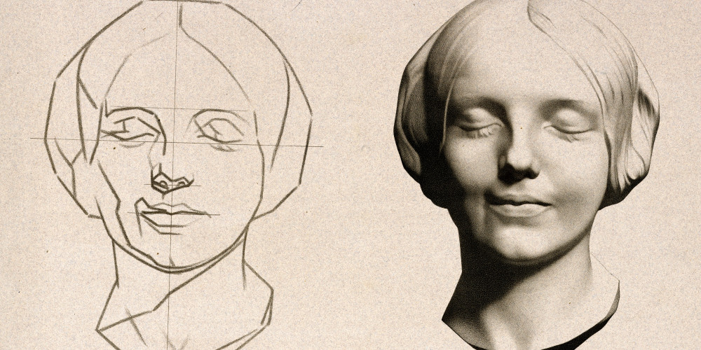 Modèle de dessin d'une tête féminine
