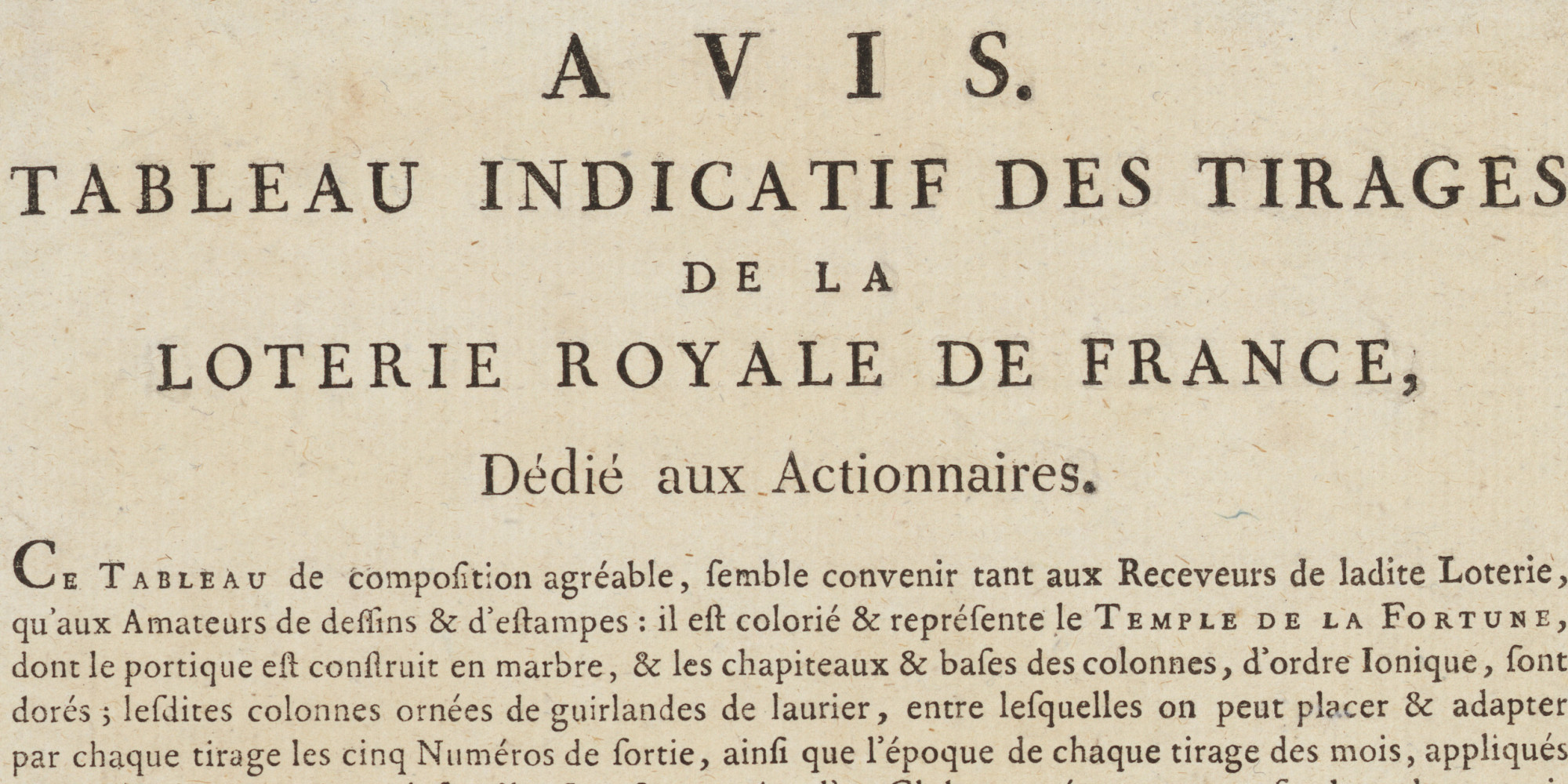 Tableau indicatif des tirages de la Loterie royale de France | BnF ...