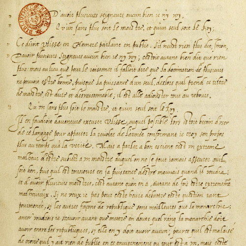 Manuscrit du Discours de la servitude volontaire de La Boétie