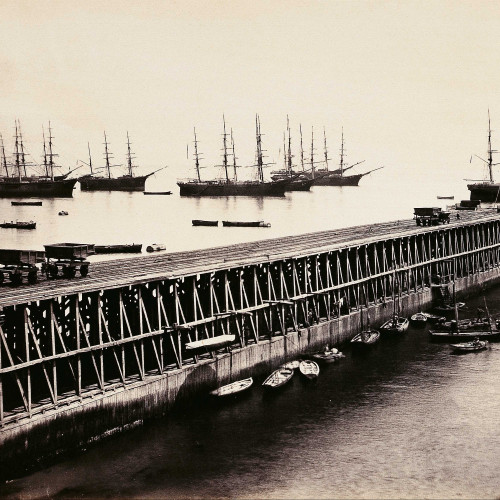 View of the Great Pier, with shipping waiting for guano