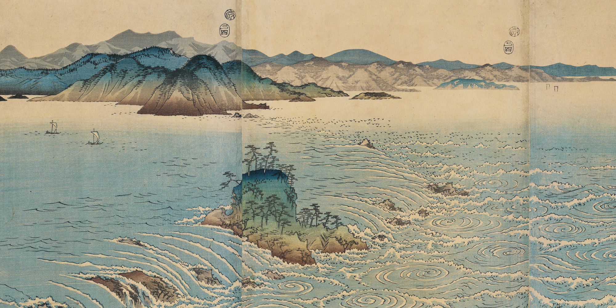 Le tourbillon de Naruto, île d'Awaji d'Utagawa Hiroshige en poster, tableau  sur toile et plus