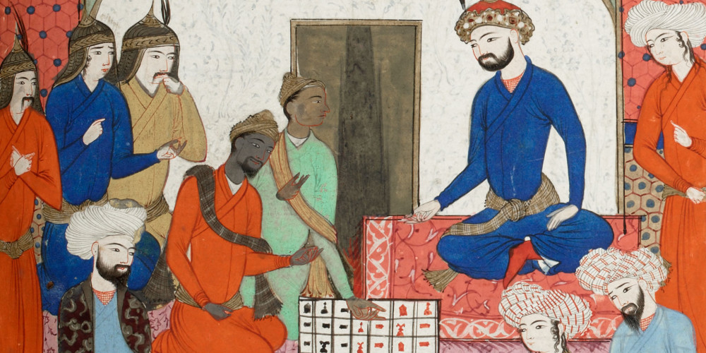 Présentation au roi sassanide Chosroès du jeu d'échec importé récemment d'Inde