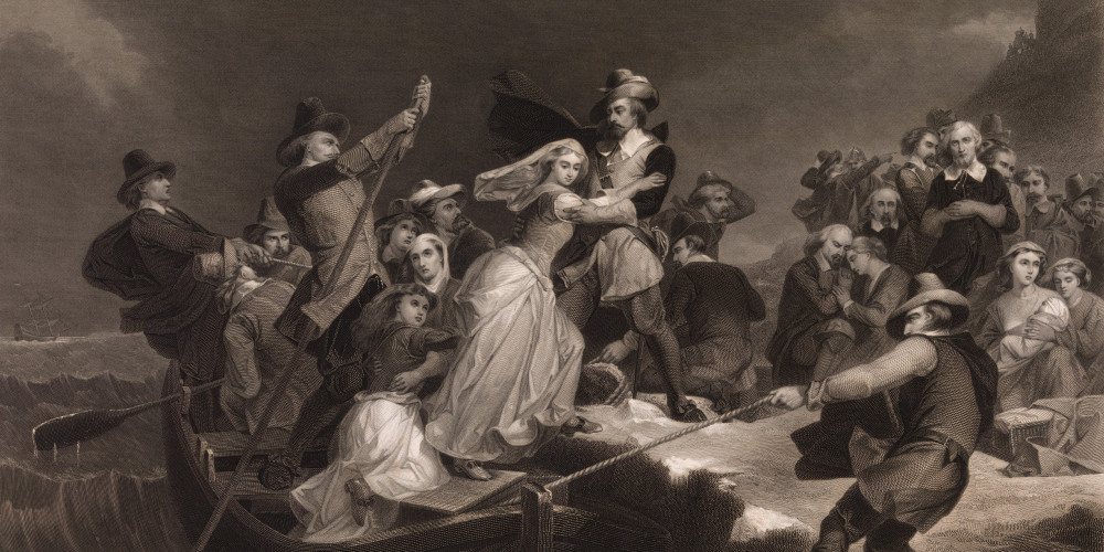 Le débarquement des pèlerins du Mayflower à Plymouth Rock en 1620