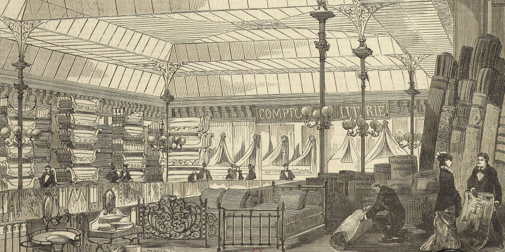 Les nouveaux agrandissements du Bon Marché. Le comptoir literie