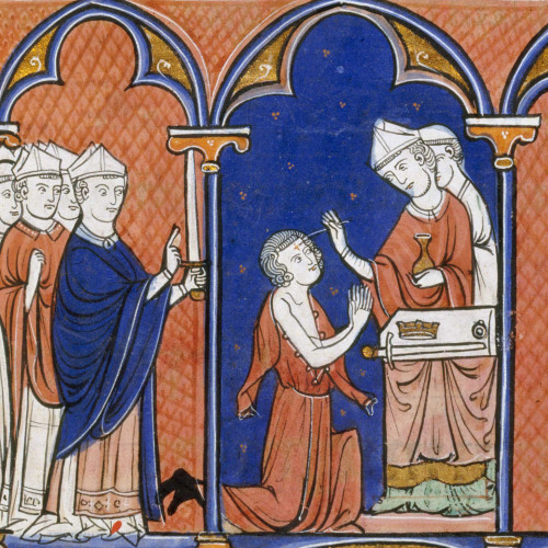 L’archevêque de Reims oint le front du roi