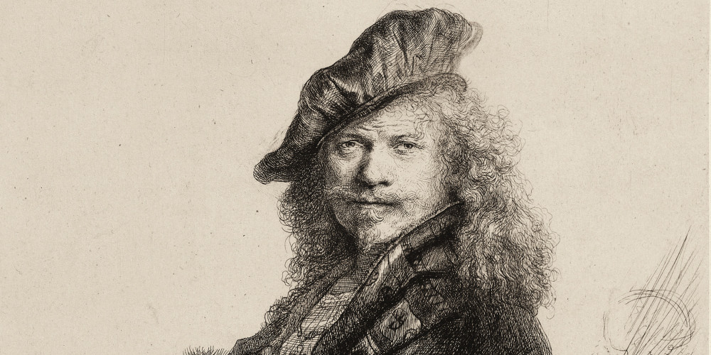 Rembrandt appuyé sur un rebord de pierre
1er état