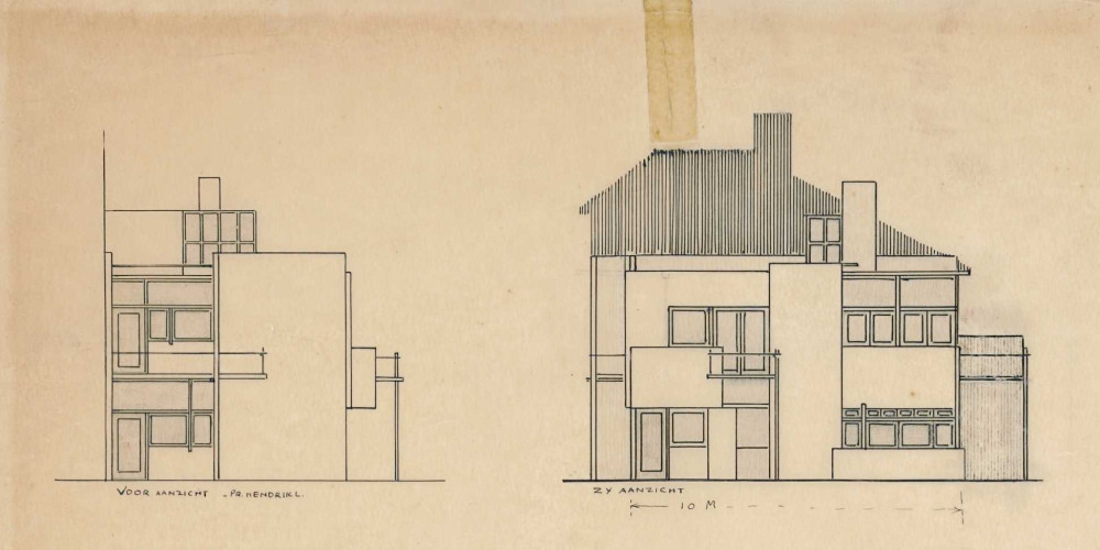 Plans et élévations de la maison Schröder de Gerrit Rietveld à Utrecht  (1924)