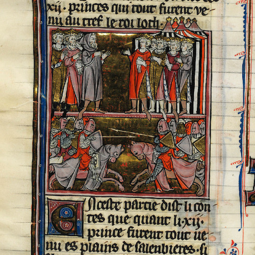 

Paix entre Arthur et les barons rebelles à Salesbières ; Bataille de Garlot dans la plaine de Salesbières


