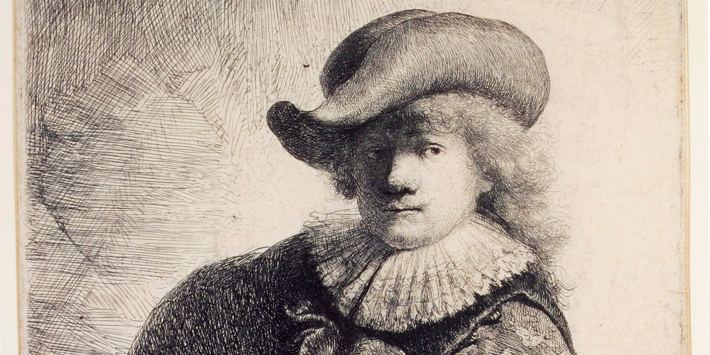 Rembrandt au chapeau rond et au manteau brodé
10e état