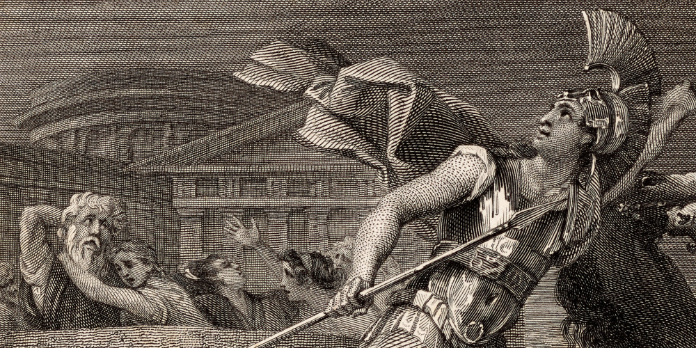Achille traînant le corps d’Hector autour des murs de Troie