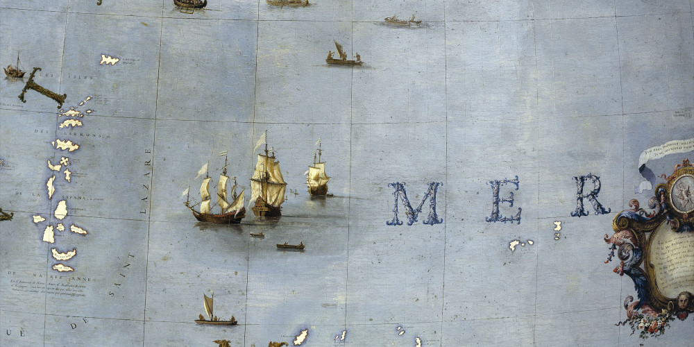 Trois vaisseaux hollandais et plusieurs canots au levant des îles des Larrons
