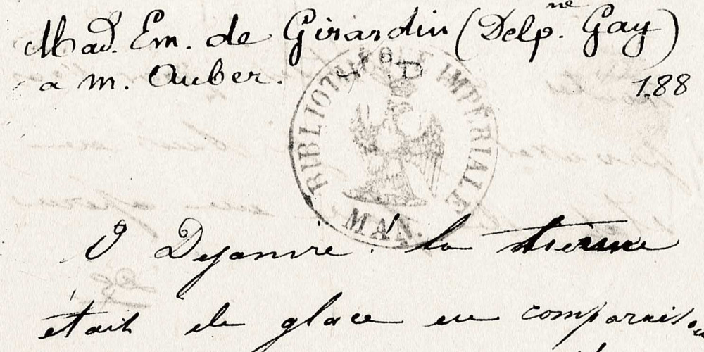 Lettre autographe de Delphine de Girardin